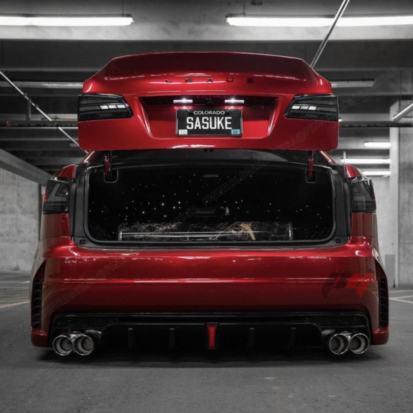 2006-2013 LEXUS PG STYLE V1 IS250, IS350 Rear Bumper Cover w/ Mufflers & 3rd Brake Light